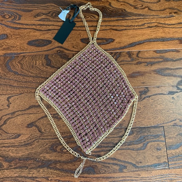 LAST 1! CLOSET CLOSING H:ours Oaklyn Top Purple XS Revolve Beaded Jeweled Metal - Picture 2 of 6